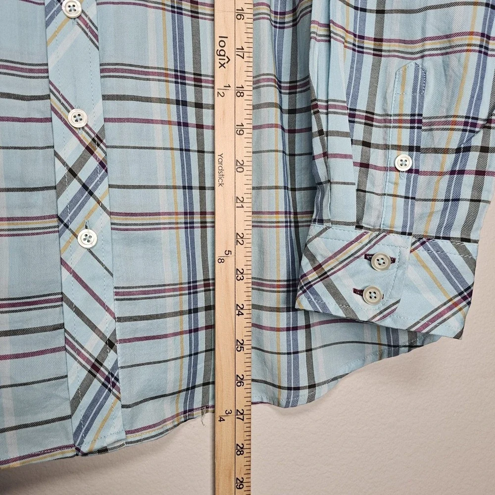 Talbots Womens Petite Plus 1X Casual Plaid Button Up Top Blue Mature Country - Picture 3 of 6